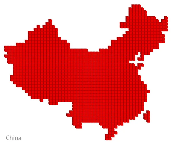Illustration Vectorielle Plan Carte Chine Pointillée Graphique Avec Petits Cubes — Image vectorielle