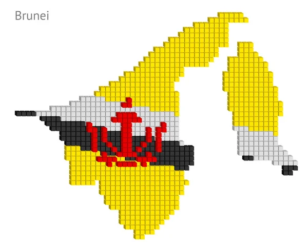 Vektor Illustration Grafiskt Prickade Brunei Karta Plan Med Små Kuber — Stock vektor