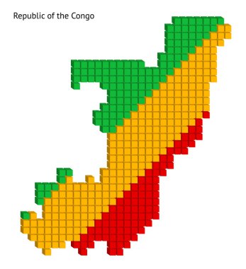 Kongo Cumhuriyeti harita vektör çizimi grafiği ile küçük küp renkleri ile