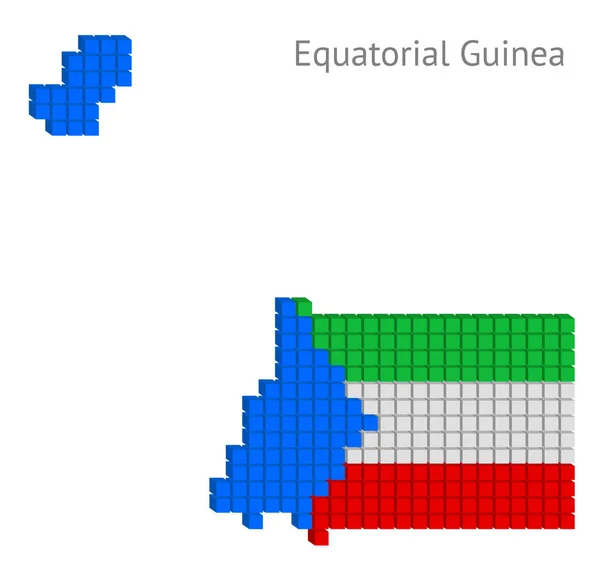 用彩旗色的小立方体绘制的点点赤道几内亚地图矢量图 — 图库矢量图片