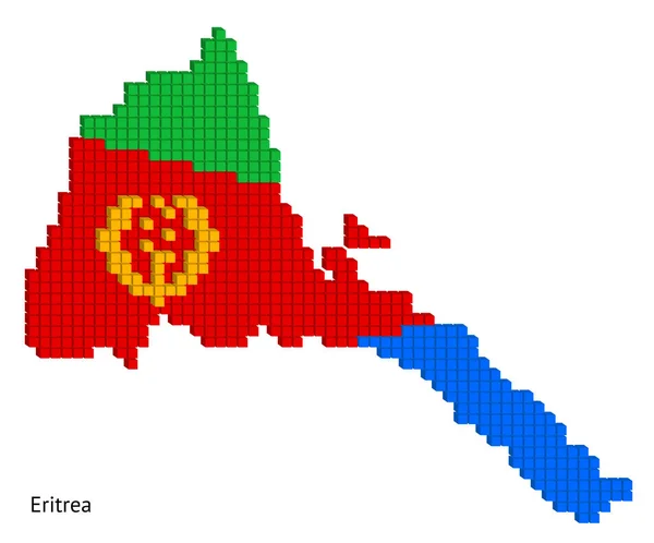 Pöttyös Eritrea Térkép Terv Vektor Illusztráció Grafika Kis Kockák Zászlószínben — Stock Vector