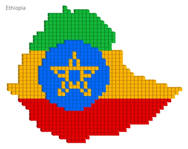 Gepunktete Äthiopien Karte Plan Vektorgrafik Mit Kleinen Würfeln Flaggenfarben — Stockvektor