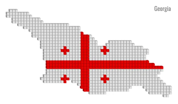 点線地図ベクトル図グラフィック小さな立方体ジョージア州の地理地図旗の色 — ストックベクタ