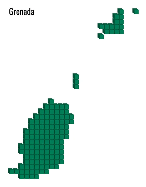 Gepunktete Grüne Farbe Grenada Inseln Karte Plan Vektor Illustration Grafik — Stockvektor