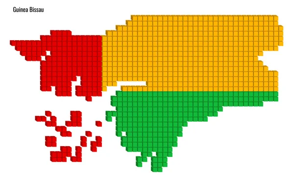 Guinea Bissau Karte Vektorgrafik Mit Kleinen Würfeln Flaggenfarben — Stockvektor