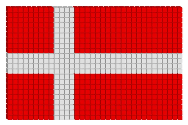 Dotted Vector Illustration Graphic Small Colorful Cubes Flag Denmark — Stock Vector