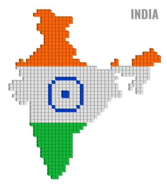 Vektör illüstrasyon grafik noktalı Hindistan harita planı ile küçük küp renkleri