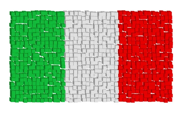 Wektor Losowo Umieszczone Trójwymiarowe Kostki Ilustracja Włochy Flaga — Wektor stockowy