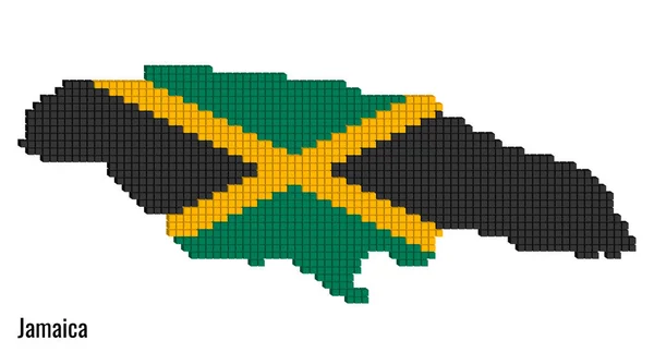 Vektorillustration Grafik Gepunkteter Jamaika Landkartenplan Flaggenfarben Mit Kleinen Würfeln — Stockvektor