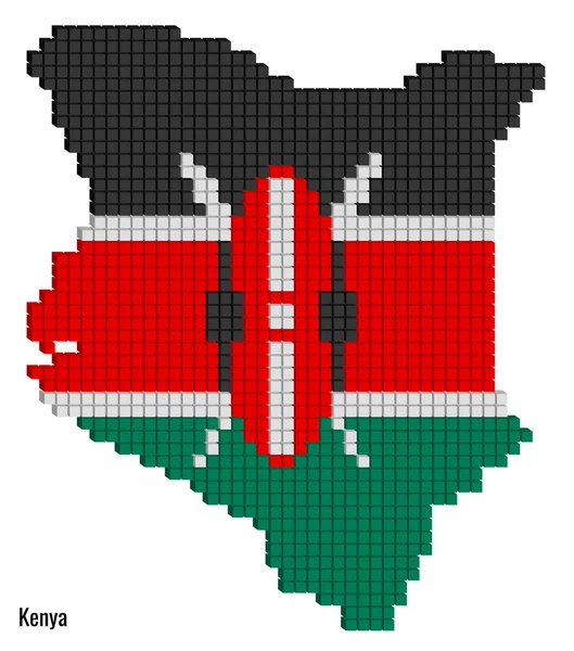 Kenya Harita Vektör Çizimi Grafiği Bayraklı Küçük Küplerle — Stok Vektör