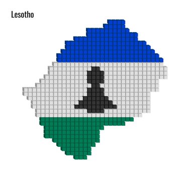 Noktalı Lesotho haritası çizimi vektör illüstrasyonuName