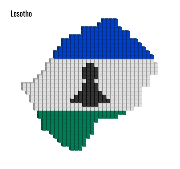 Gepunktete Lesotho Karte Plan Vektorgrafik Mit Kleinen Würfeln Flaggenfarben — Stockvektor