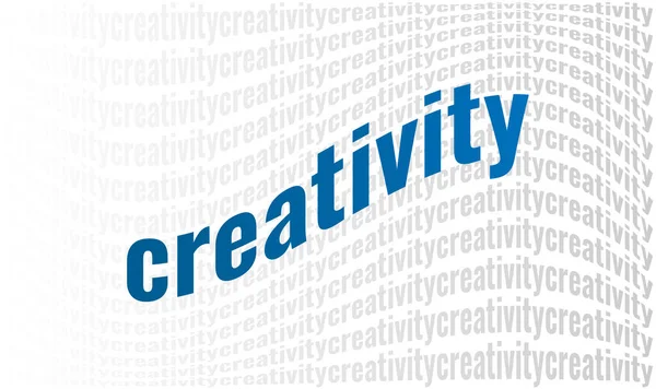 Gri ve mavi renkte yaratıcılık kelimeleriyle basit vektör illüstrasyonu