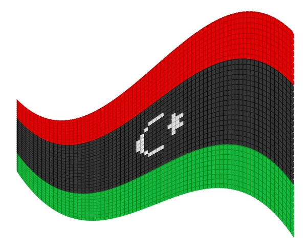 Gepunktete Vektorgrafik Mit Kleinen Bunten Würfeln Als Flagge Libyens — Stockvektor