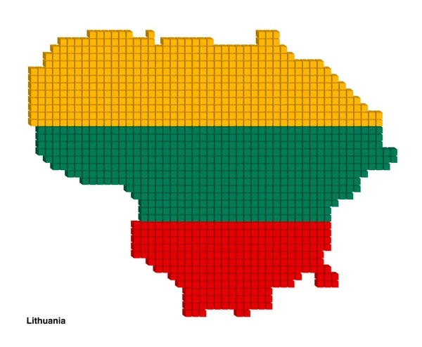 色彩斑斓的地图矢量图解立陶宛的小立方体地图 — 图库矢量图片