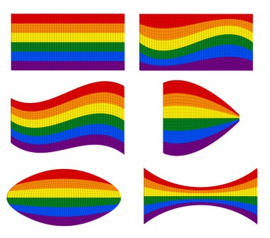 Küçük üç boyutlu renk küplerinden oluşan çeşitli LGBT bayrak şekilleri