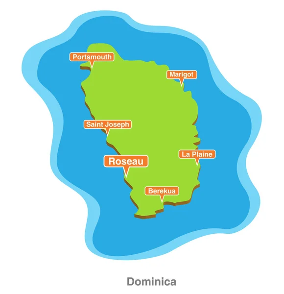 Vector Illustration Colorful Touristic Map Dominica Islands Country Shape — Stock vektor