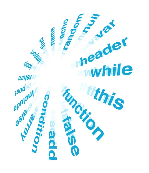 Programming phrases placed in round circle shape vector illustration concept on a white background