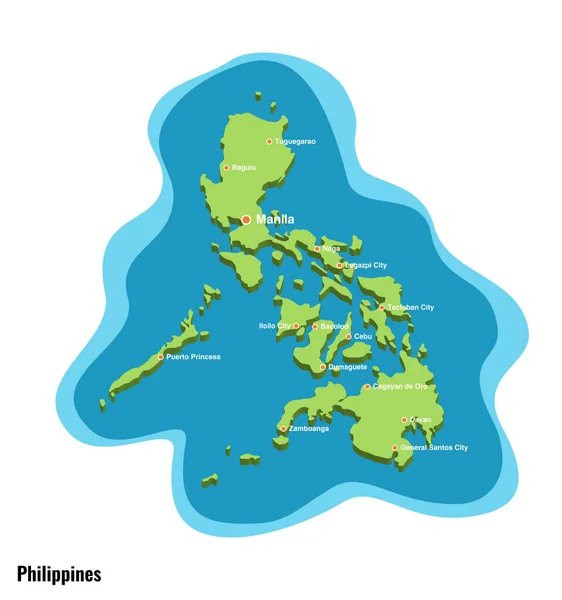 Vector Illustration Colorful Touristic Map Philippines Country Shape — ストックベクタ