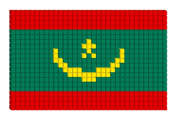 Dotted vector illustration graphic with small colorful cubes as the flag of Mauritania