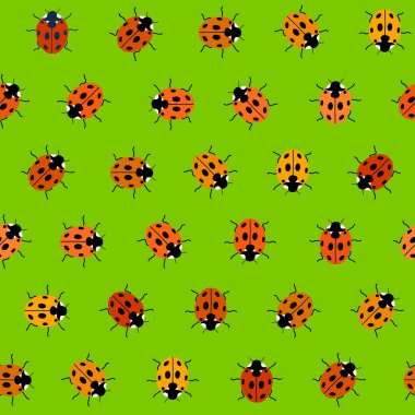 Seamless Pattern with Orange Ladybugs clipart