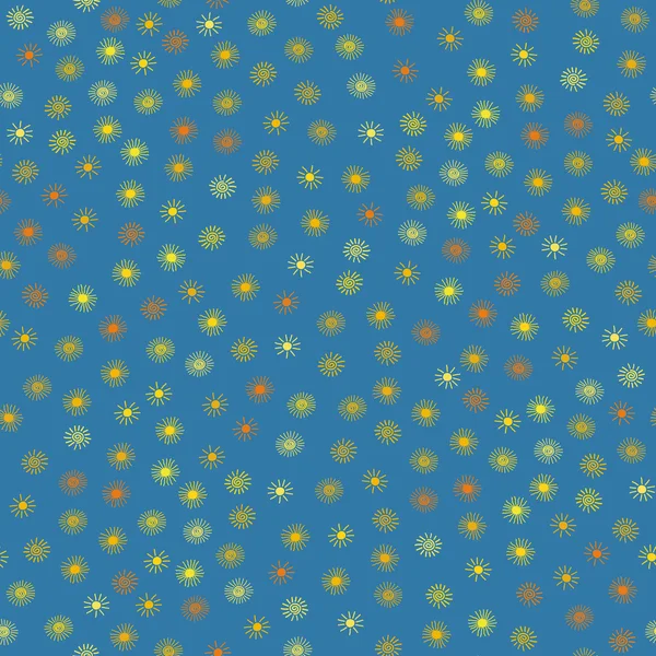 Seamless mönster från små Solar på en blå bakgrund — Stock vektor