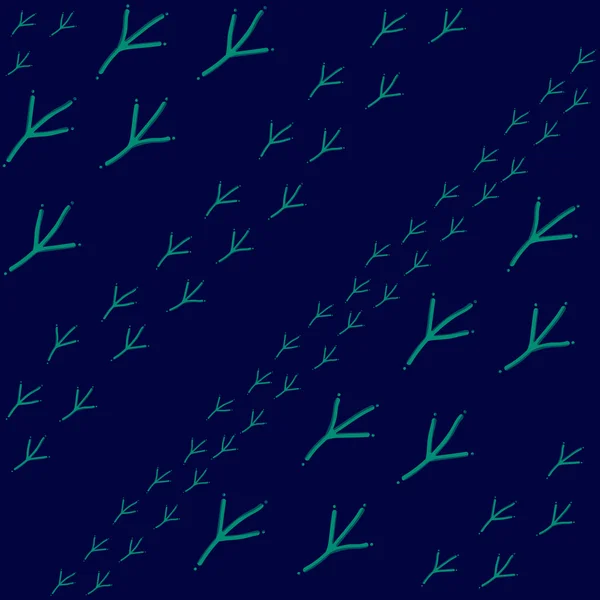 Dark seamless pattern with green bird footprints — Stock Vector