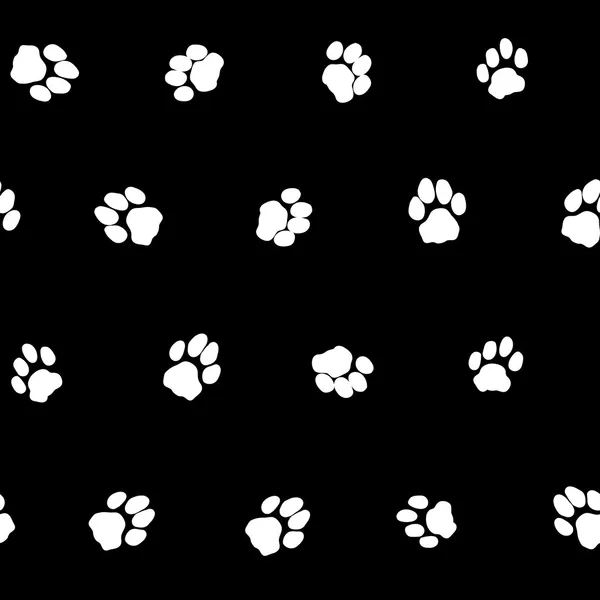 Contrast black and white seamless pattern with cat footprints — Stock Vector