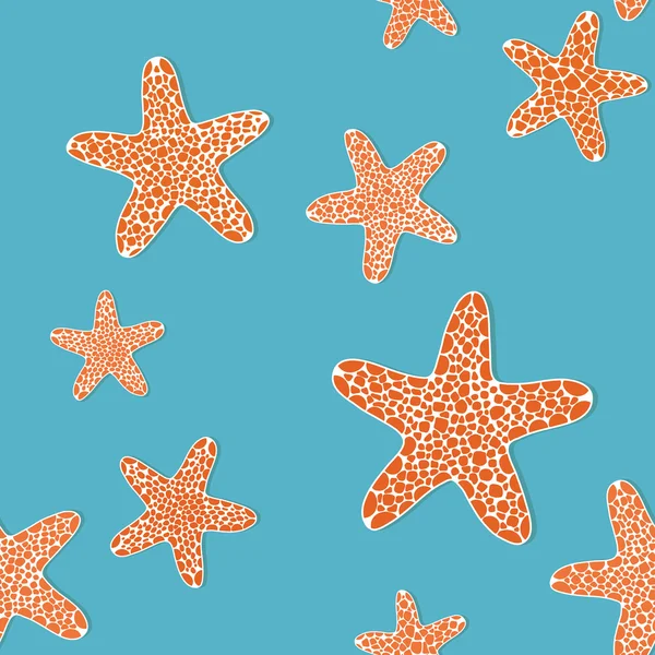 Bright seamless pattern with orange seafish on a blue background — стоковый вектор