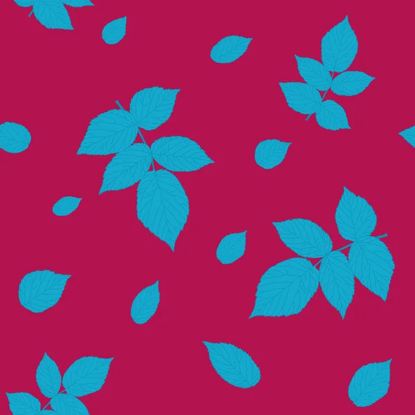 Levande vin och blå färgade seamless mönster med hallon blad — Stock vektor