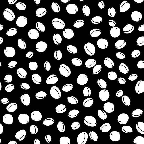 Modèle sans couture noir et blanc uni avec prunes ou abricots — Image vectorielle
