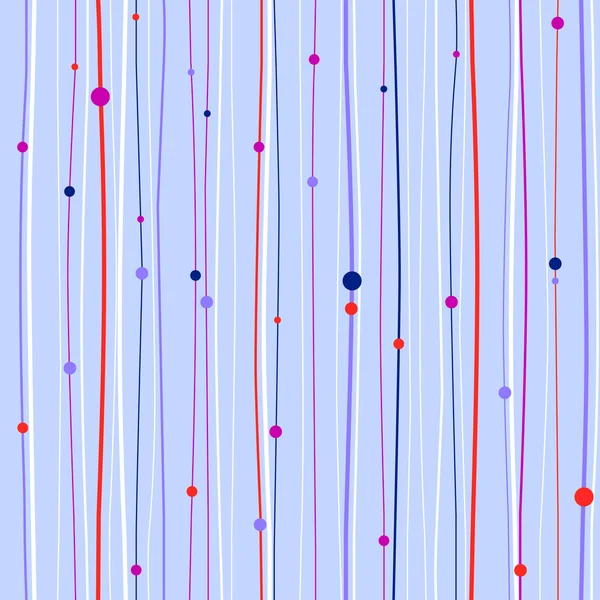 Streszczenie wzór z białych i czerwonych linii i kropek na tle blady fiolet — Wektor stockowy