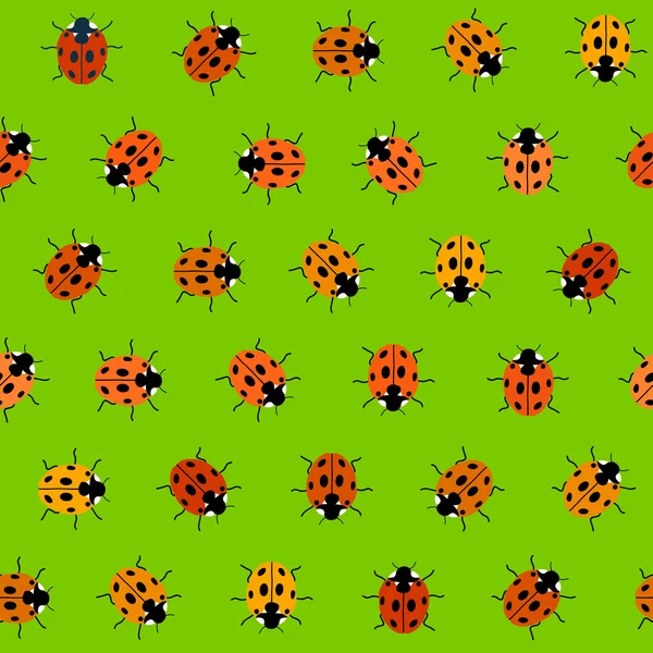 Seamless Pattern with Orange Ladybugs — Stock Vector