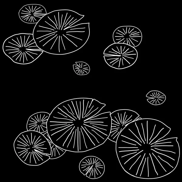 su birikintisi içinde yuvarlak zambak yastıkları ile siyah beyaz seamless modeli
