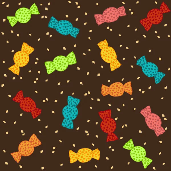 Seamless birthday pattern with colorful sweet candies — Stock Vector