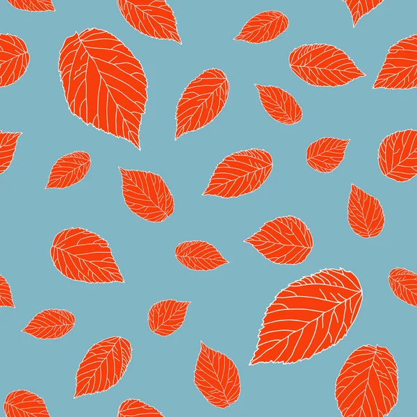 Contrast seamless pattern with red raspberry leaves — Stock Vector
