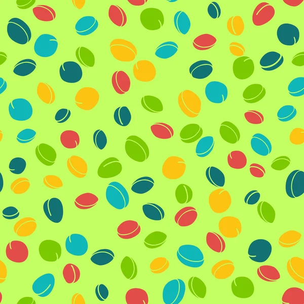 Modèle sans couture drôle avec diverses prunes et abricots colorés — Image vectorielle