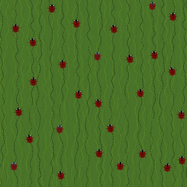 gezinme ladybugs ve ladybirds koyu yeşil bir arka plan üzerinde. Dikişsiz vektör desen.