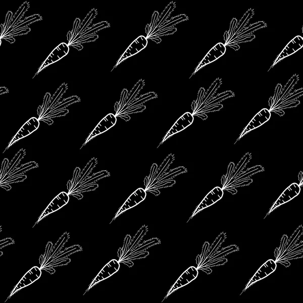 Cartoon Carrots on a black background background. Seamless vector pattern. — Stock Vector