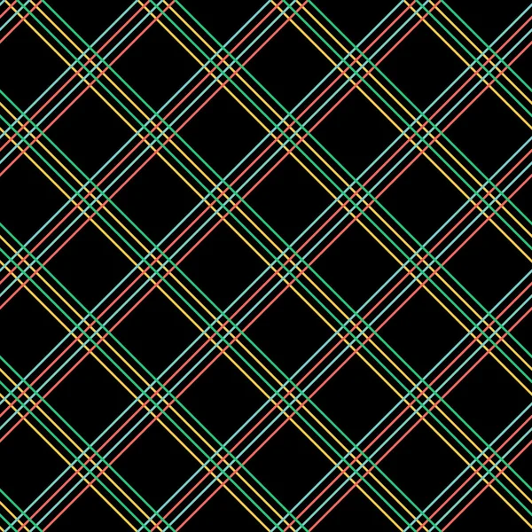 黑色背景上的格子织物。无缝的矢量模式. — 图库矢量图片