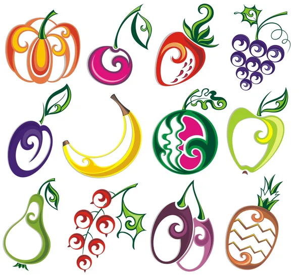 Ensemble de fruits différents — Image vectorielle