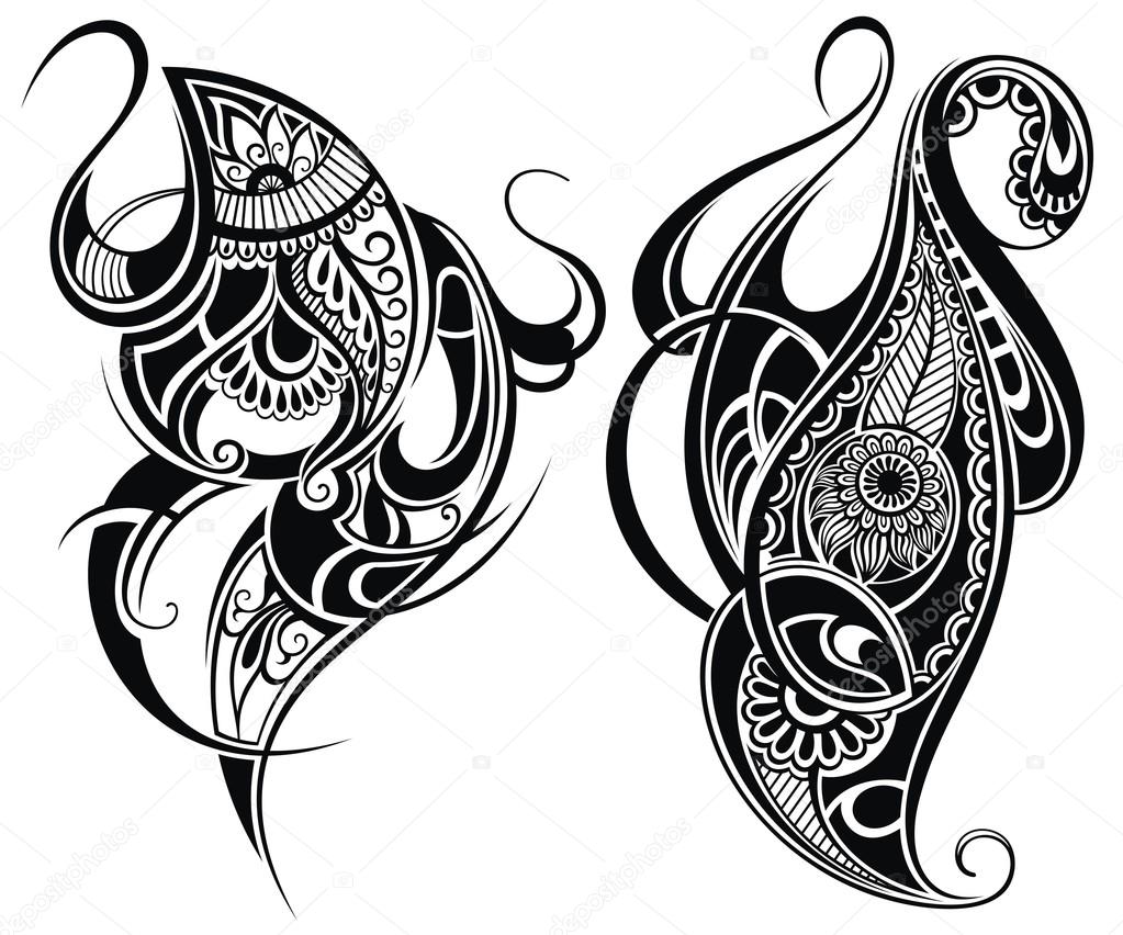 Tattoo design elements — Stock Vector © Ksyshakiss #48750049