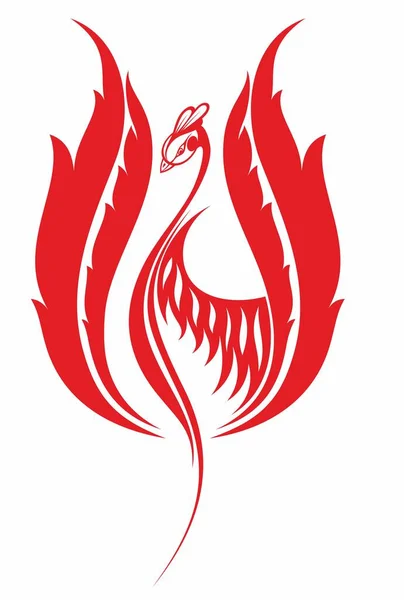 Flying Phoenix Fire Bird Abstract Design Logotipo Pássaro Modelo Vetor — Vetor de Stock