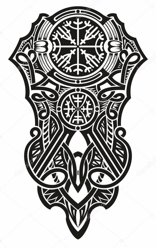 Tattoo tribal abstract sleeve, black arm shoulder tattoo fantasy .