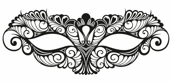 Icône Masque Carnaval Silhouette Noire Isolée Sur Fond Blanc — Image vectorielle