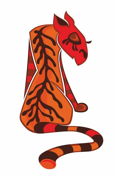 Тигр Векторна Ілюстрація Намальована Рукою Ізольована Великий Дикий Кіт — стоковий вектор