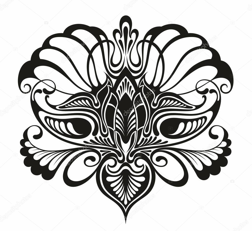 Lotus flower symbol. Buddhism life path sign. Tattoo