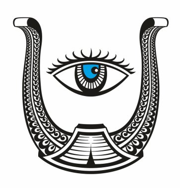 Horseshoe and eye tattoo vector design