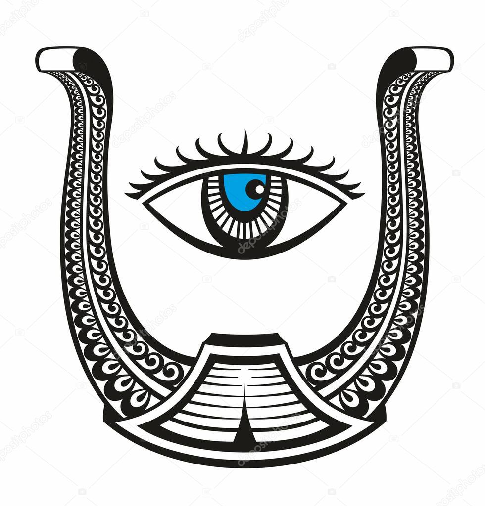 Horseshoe and eye tattoo vector design