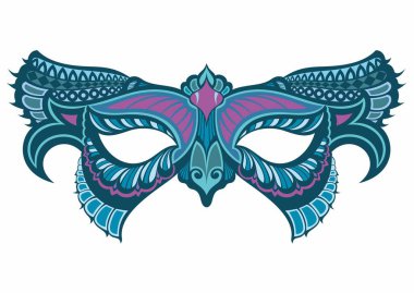 Maske simgesi. Karnaval elbisesi. Maskeli balo kostümü. Fantezi turuncu yüz maskesi. Brezilya Festivali.